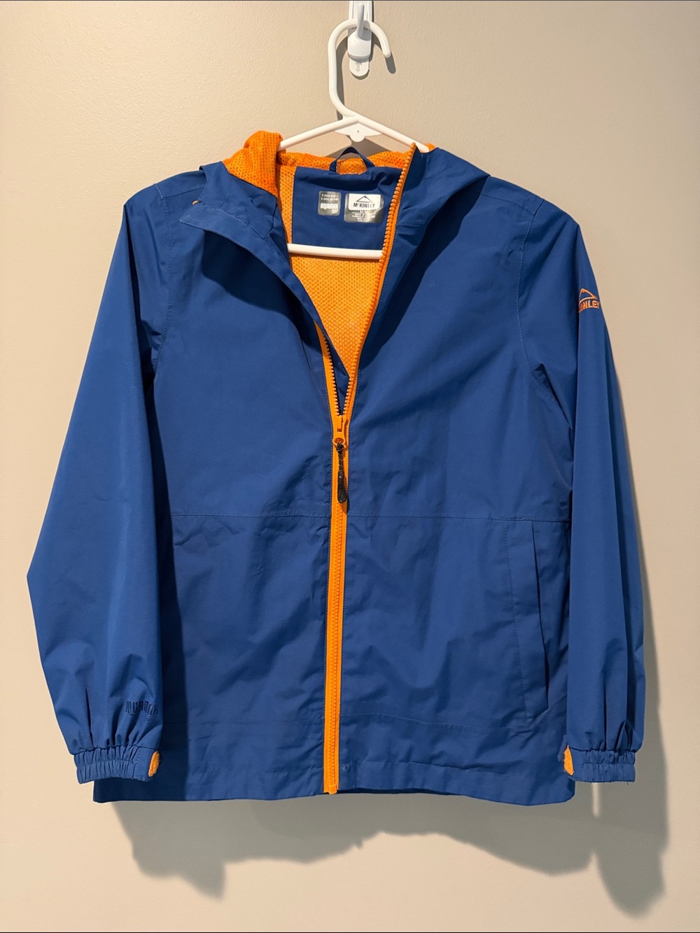 Kids Blue & Orange Hooded Windbreaker Jacket